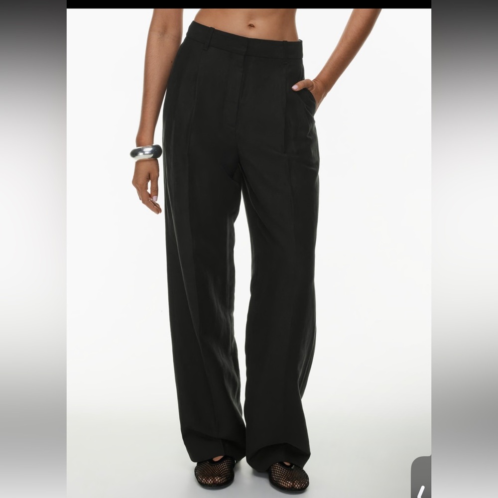 NWT Aritzia Wilfred Linen Effortless Pant Black Size 8